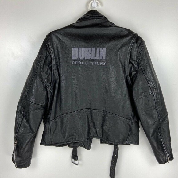 First Genuine Leather Mens Moto Jacket Black 46